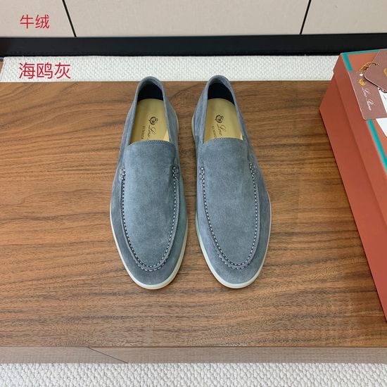 Loro Piana Smooth Loafers Soft Calf Suede Upper Sheepskin Lining Wear-resistant Sole