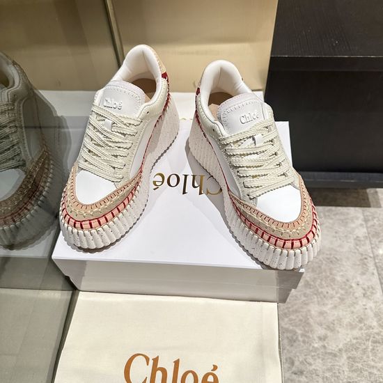 Chloe Hand Stitched Leather Upper Lightweight Casual Sneakers