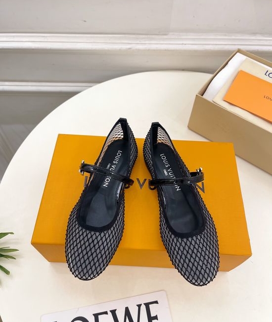 Louis Vuitton LV Rhinestone Mesh Surface Mary Jane Ballet Flats