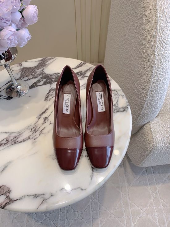 Jimmy Choo Classic Chunky High Heel Leather Pumps