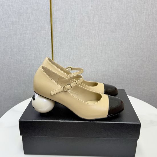 Chanel Pearl Heel Mary Jane Shoes Fashion Elegant Footwear for Daily Wear