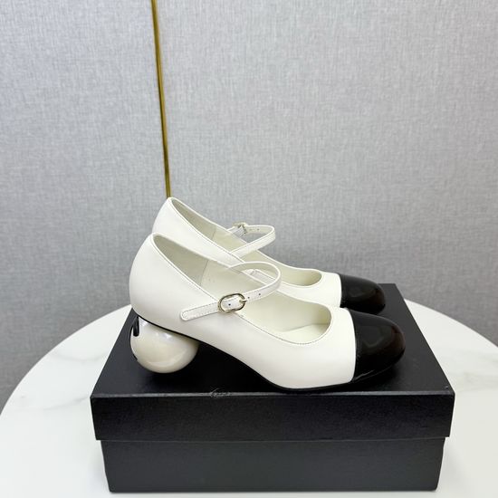 Chanel Pearl Heel Mary Jane Shoes Fashion Elegant Footwear for Daily Wear
