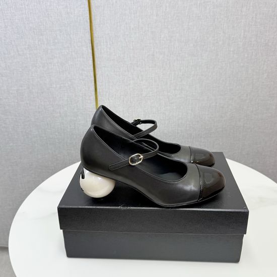 Chanel Pearl Heel Mary Jane Shoes Fashion Elegant Footwear for Daily Wear