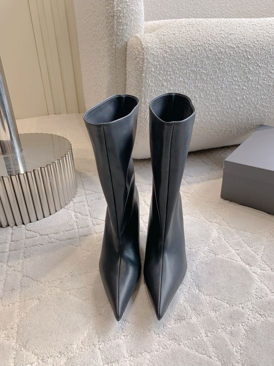 Balenciaga Pointed Toe High Heel Boot Premium Leather Upper