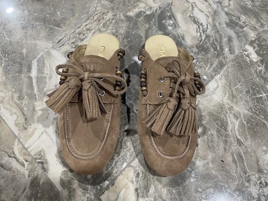 Miu Miu Vintage Leather Lace Up Loafer Shoes Comfortable