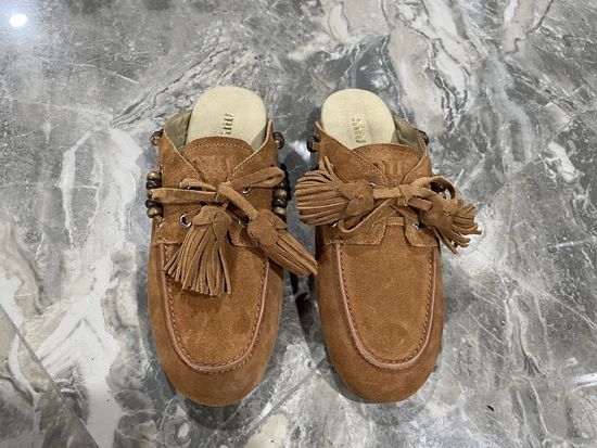 Miu Miu Vintage Leather Lace Up Loafer Shoes Comfortable