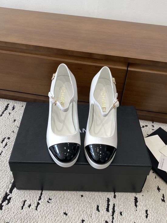 Chanel High Heel Platform Leather Shoes Elegant Comfortable Dress Footwear
