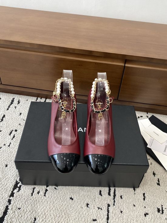 Chanel Metal Chain Decor Leather Mary Jane Comfortable Flat Shoes