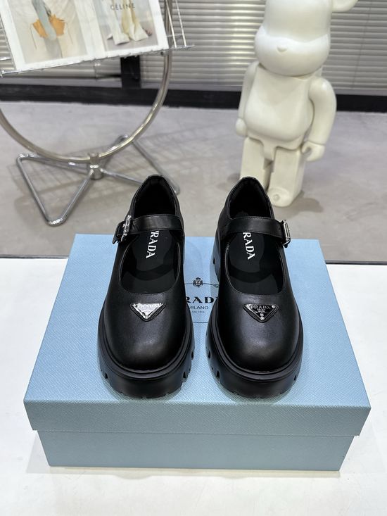 Prada Cowhide Upper Thick Sole Mary Jane Comfort Shoes