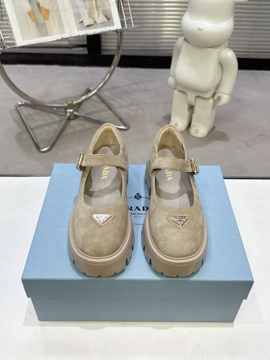 Prada Thick Sole Mary Jane Shoes Lightweight Non Slip