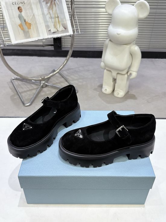Prada Thick Sole Mary Jane Shoes Lightweight Non Slip