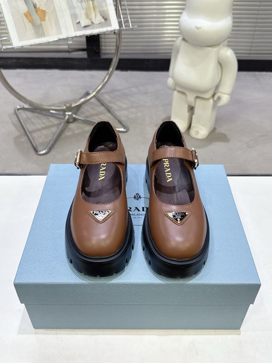 Prada Thick Sole Mary Jane Shoes Lightweight Non Slip