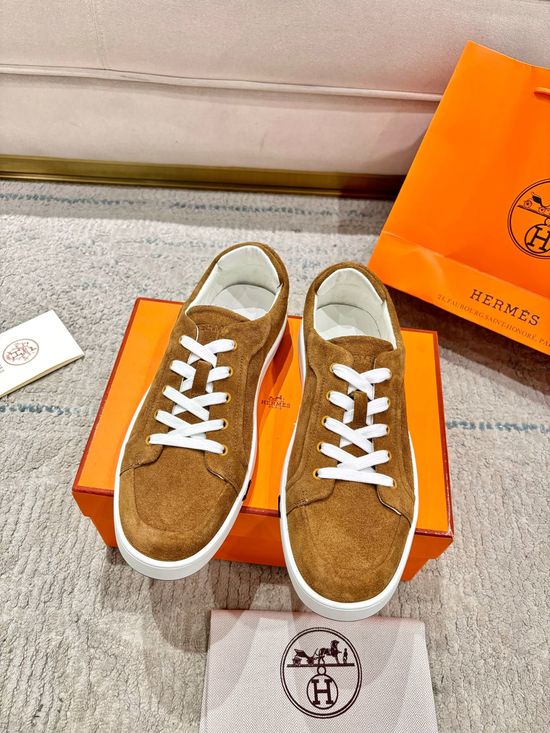 Hermes Genuine Leather Loafers Stitched Detail Non-slip Casual Shoes