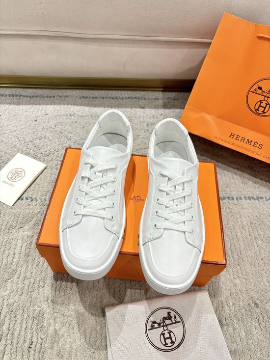 Hermes Genuine Leather Loafers Stitched Detail Non-slip Casual Shoes