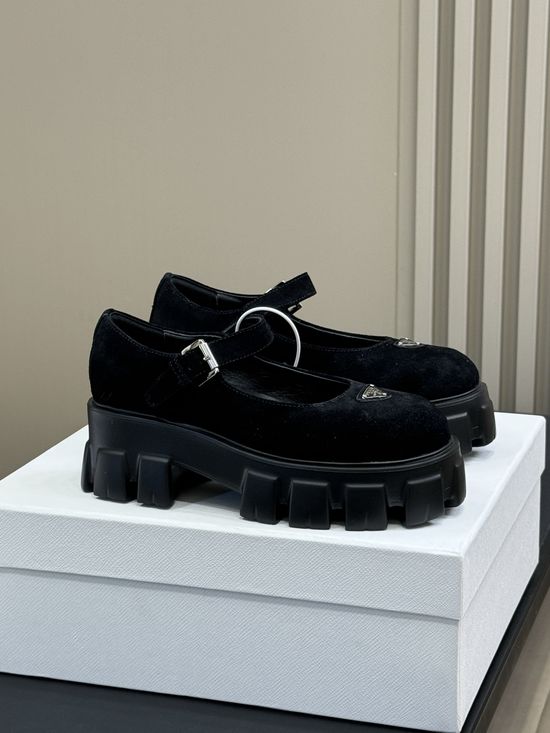 Prada Sweet Leather Mary Jane Shoes With Lightweight Chunky Sole