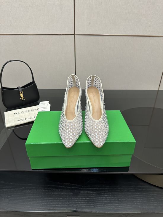 Bottega Veneta Rhinestone Mesh Round Toe Flat Comfortable Office Shoes