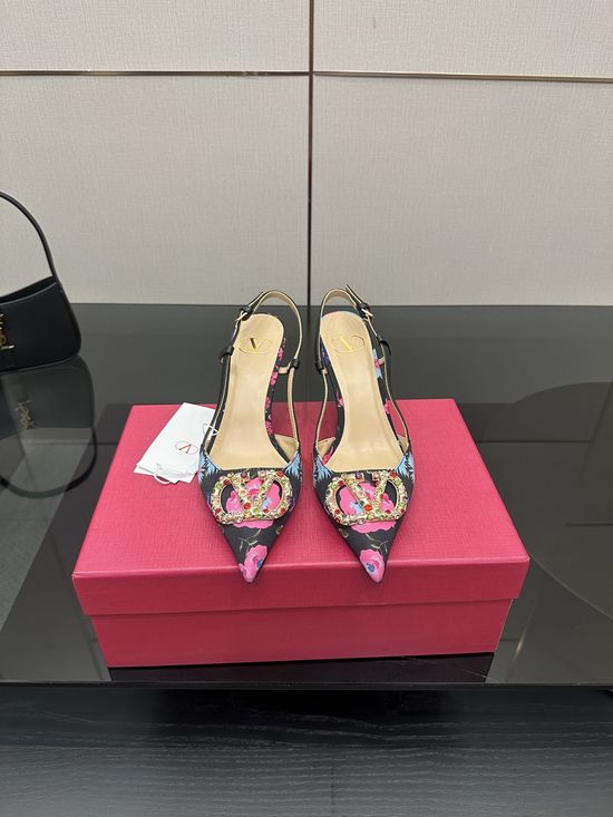 Valentino Crochet Floral High Heel Sandals Premium Leather Lined