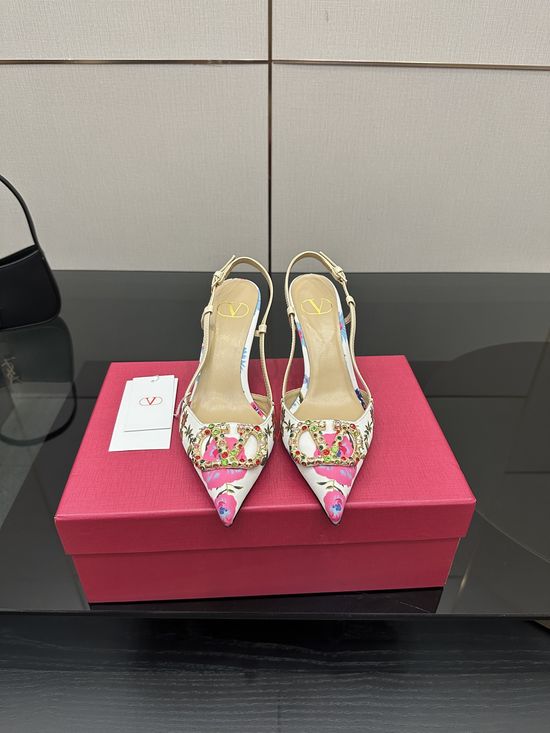 Valentino Crochet Floral High Heel Sandals Premium Leather Lined