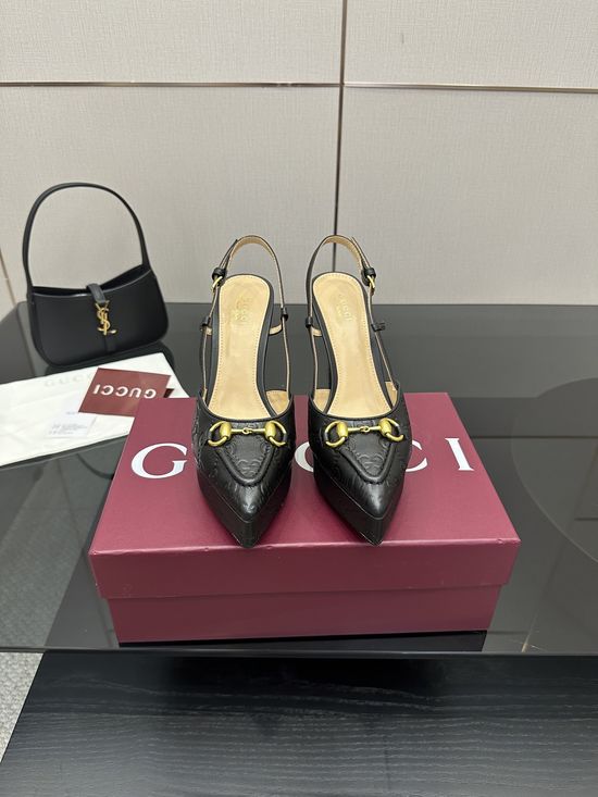 Gucci Chunky Platform Slide Sandals with Leather Upper