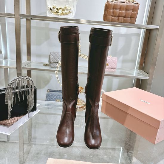 Miu Miu Chunky Heel Knee High Chelsea Boots