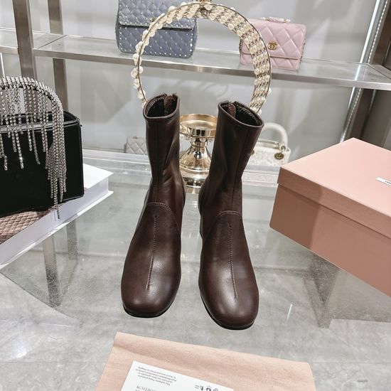 Miu Miu Chunky Heel Knee High Chelsea Boots