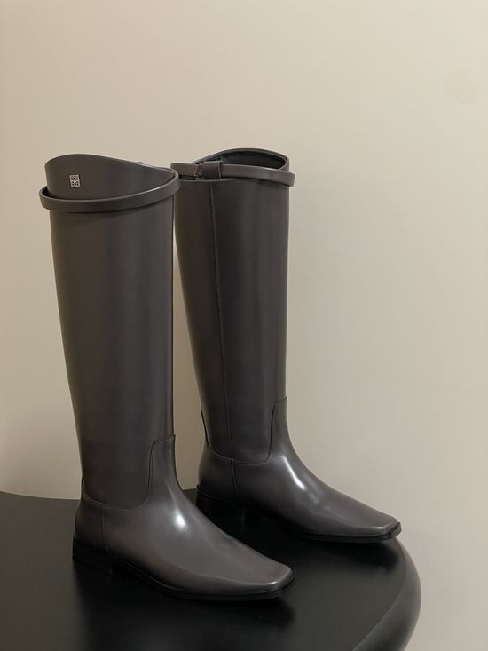 Toteme Square Toe Leather Knee High Riding Boots