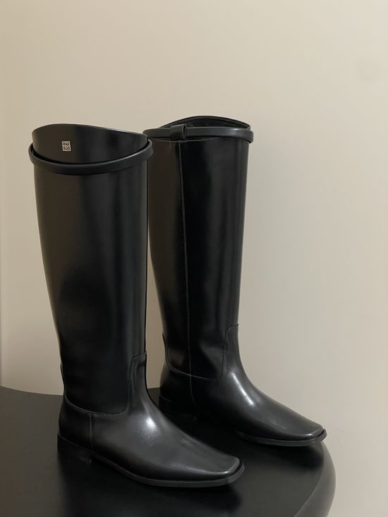 Toteme Square Toe Leather Knee High Riding Boots