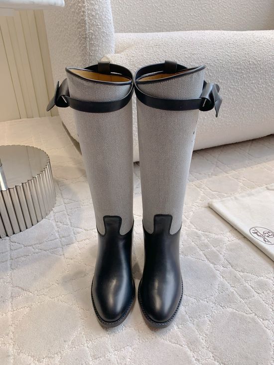 Hermes Classic Knee High Boots Leather Or Canvas Upper