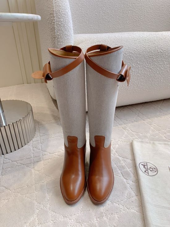 Hermes Classic Knee High Boots Leather Or Canvas Upper