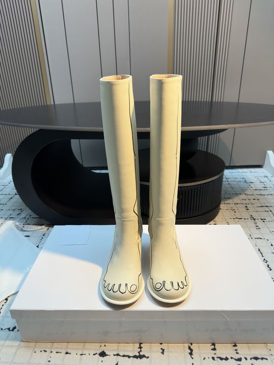 The Row Artisan Hand Painted Calfskin High Boots Unique Premium Footwear