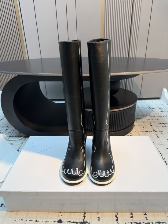 The Row Artisan Hand Painted Calfskin High Boots Unique Premium Footwear