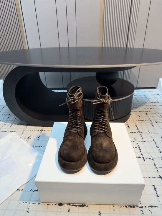 The Row Minimalist Round Toe Lace Up Platform Ankle Boots
