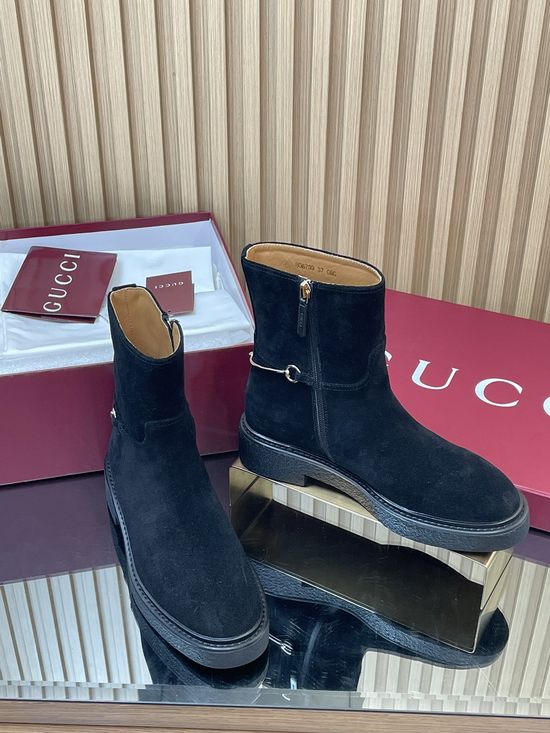 Gucci Velvet Suede Horsebit Chelsea Ankle Boots