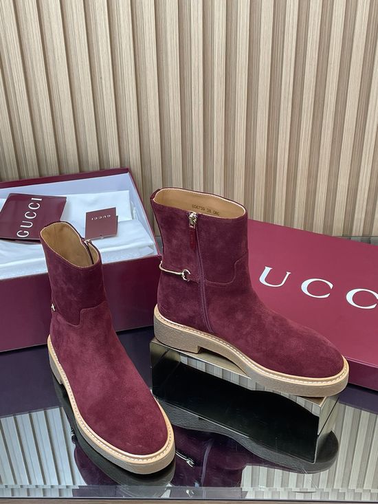 Gucci Velvet Suede Horsebit Chelsea Ankle Boots