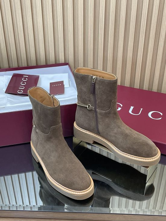 Gucci Velvet Suede Horsebit Chelsea Ankle Boots
