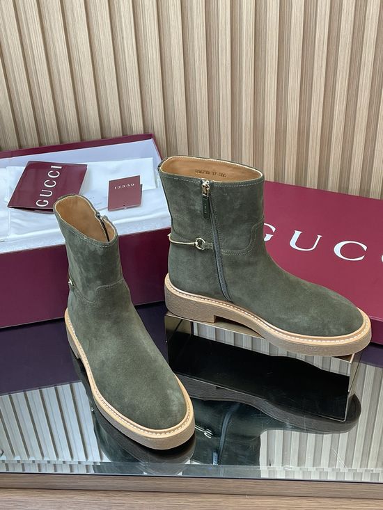 Gucci Velvet Suede Horsebit Chelsea Ankle Boots