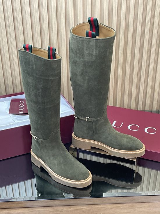 Gucci Suede Over-the-Knee Riding Boots Equestrian Horsebit Design