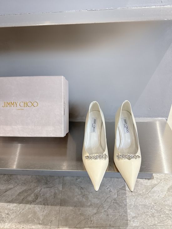 Jimmy Choo Pointed Toe High Heel Genuine Leather Fashion Elegant Dress Shoes