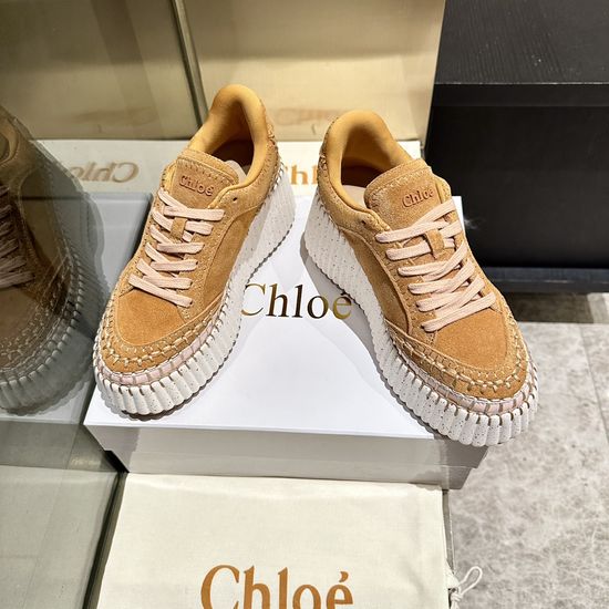 Chloe Hand Stitched Leather Upper Lightweight Casual Sneakers