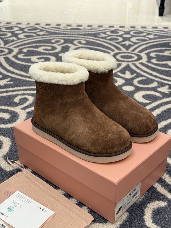 Miu Miu Fur Lined Suede Warm Ankle Boots