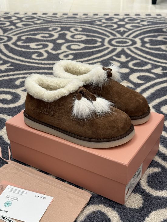 Miu Miu Fur Lined Suede Warm Ankle Boots
