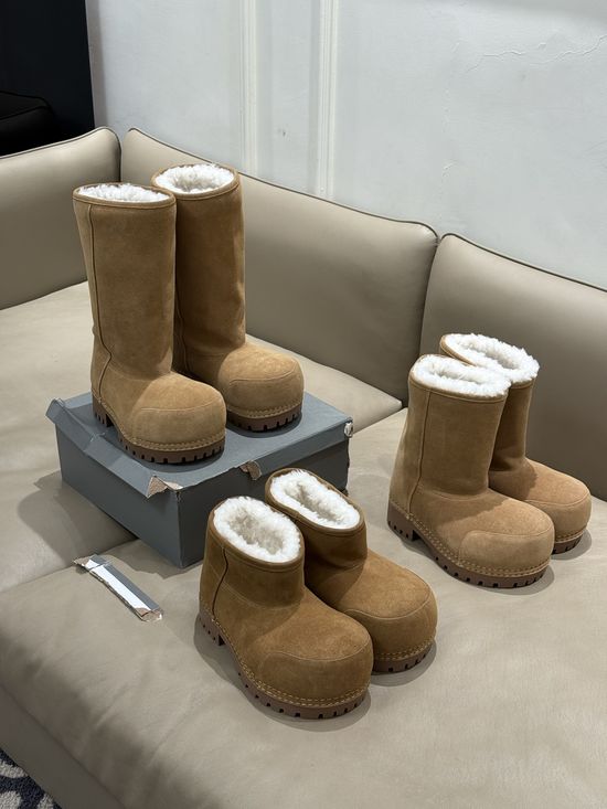 Balenciaga Warm Suede Faux Fur Lined Snow Boots Non-slip Footwear