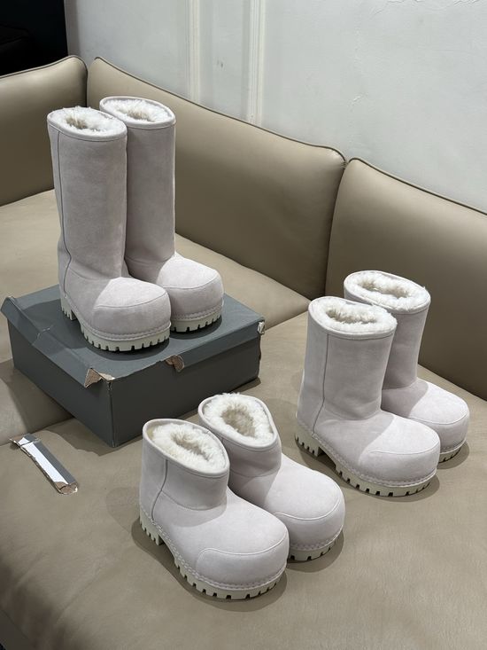 Balenciaga Warm Suede Faux Fur Lined Snow Boots Non-slip Footwear