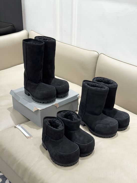Balenciaga Warm Suede Faux Fur Lined Snow Boots Non-slip Footwear