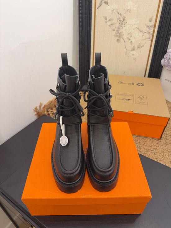Hermes Premium Leather Knee-high Boots with Durable Sole