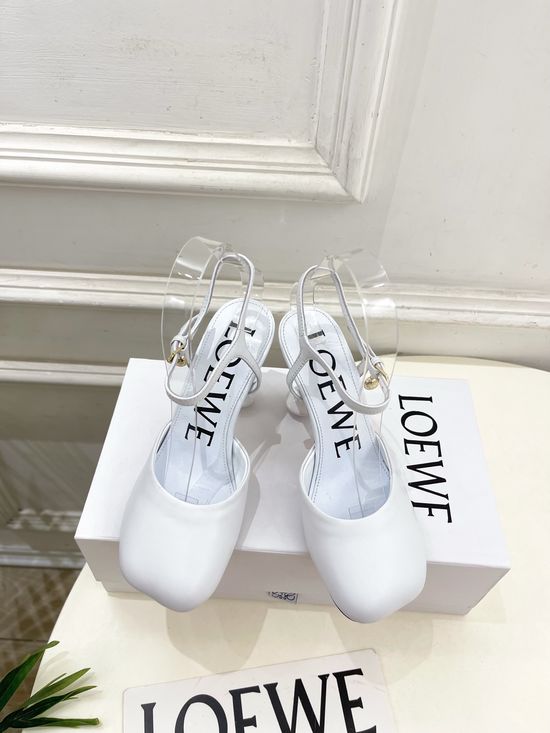 Loewe Ankle Strap Soft Leather Ballet Flat Shoes