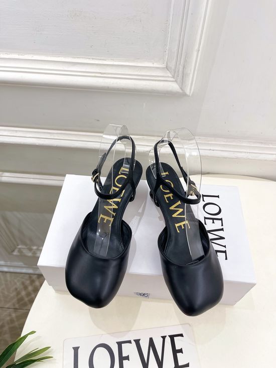 Loewe Ankle Strap Soft Leather Ballet Flat Shoes