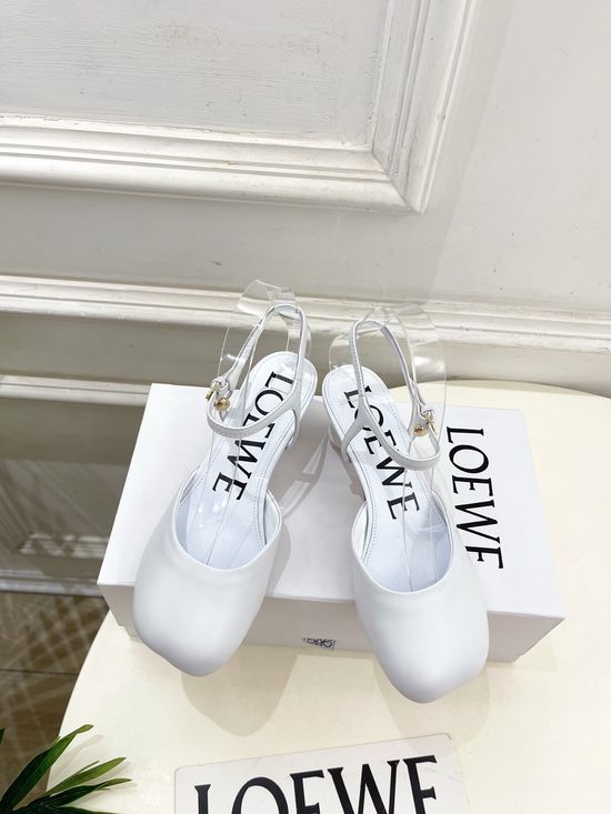 Loewe Ankle Strap Soft Leather Ballet Flat Shoes