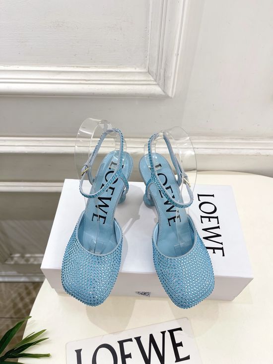 Loewe Rhinestone Decor Ballet Flats Elegant Multi Heel Height Footwear