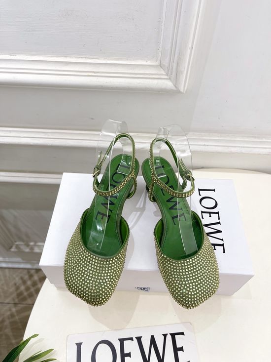 Loewe Rhinestone Decor Ballet Flats Elegant Multi Heel Height Footwear